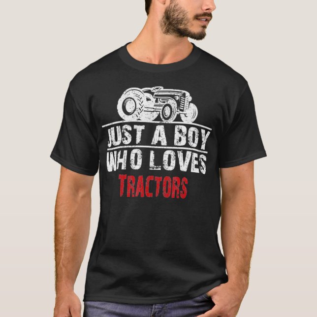 Just A Boy Who Loves Tractors Farming Future Tract T-Shirt (Front)