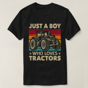 Just a Boy Who Loves Tractors Funny Boys Kids Farm T-Shirt