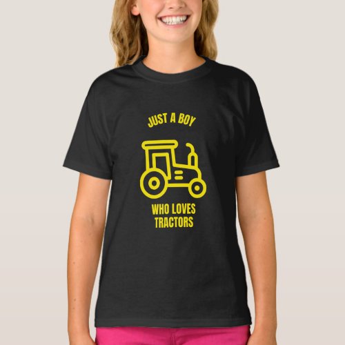 Just a boy who loves tractors funny farmer T_Shirt