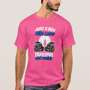 Just A Boy Who Loves Tractors Tractor And Rockets T-Shirt
