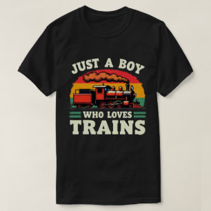 Just A Boy Who Loves Trains Vintage Train Lover T-Shirt