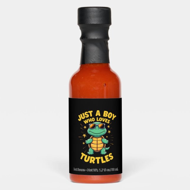 Just a boy who loves turtles Children boy (1) Hot Sauces (Front)