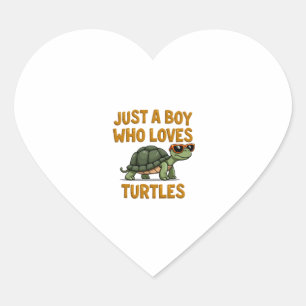 Just a boy who loves turtles Children boy (2) Heart Sticker