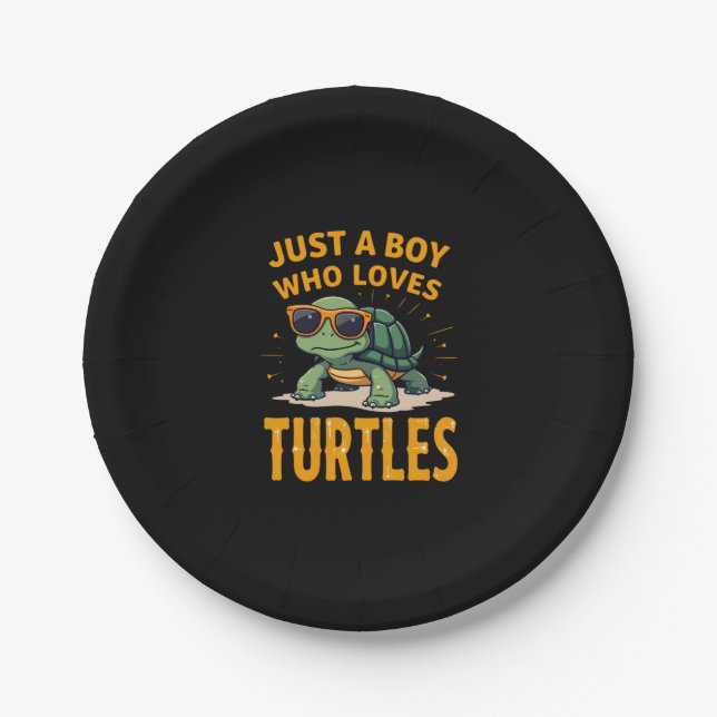 Just a boy who loves turtles Children boy (2) Paper Plates (Front)