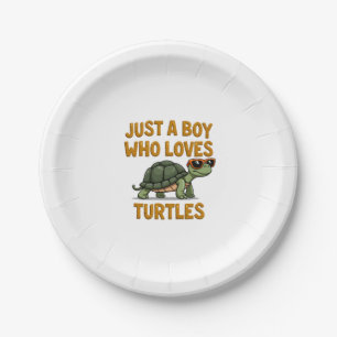 Just a boy who loves turtles Children boy (2) Paper Plates