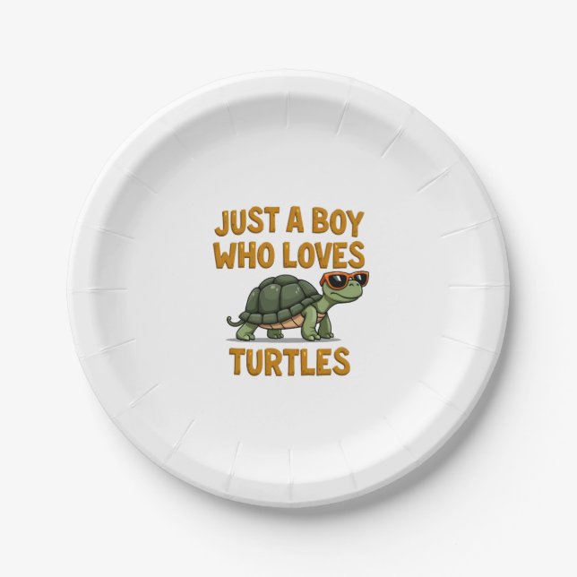 Just a boy who loves turtles Children boy (2) Paper Plates (Front)