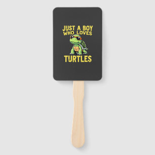 Just a boy who loves turtles Children boy (3) Hand Fan