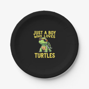 Just a boy who loves turtles Children boy (3) Paper Plates