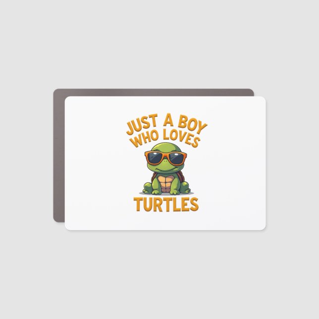 Just a boy who loves turtles Children boy Car Magnet (Front)
