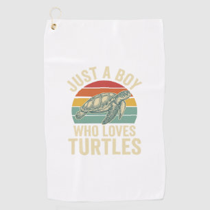 Just a Boy Who Loves Turtles Vintage Turtle Shirt_ Golf Towel