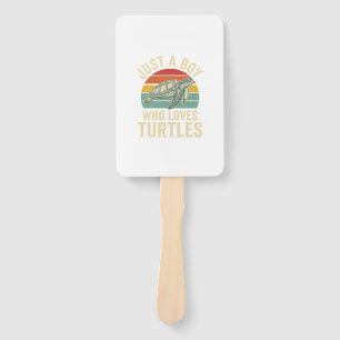 Just a Boy Who Loves Turtles Vintage Turtle Shirt_ Hand Fan