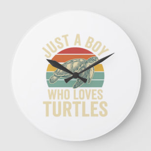 Just a Boy Who Loves Turtles Vintage Turtle Shirt_ Large Clock