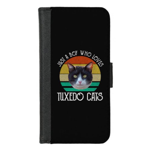 Just A Boy Who Loves Tuxedo Cats iPhone 87 Wallet Case