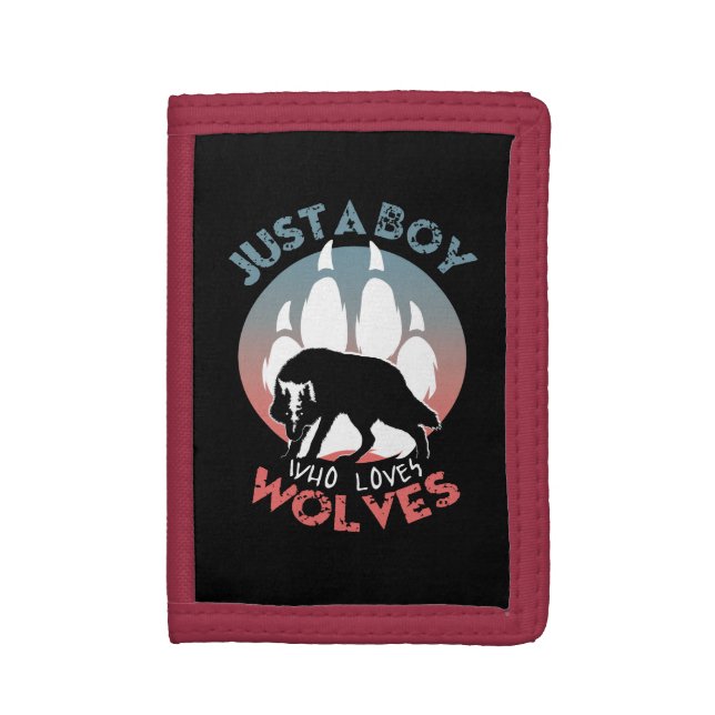 Just a boy who loves wolves trifold wallet (Front Vertical)