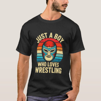 Just A Boy Who Loves Wrestling Retro Mask T-Shirt