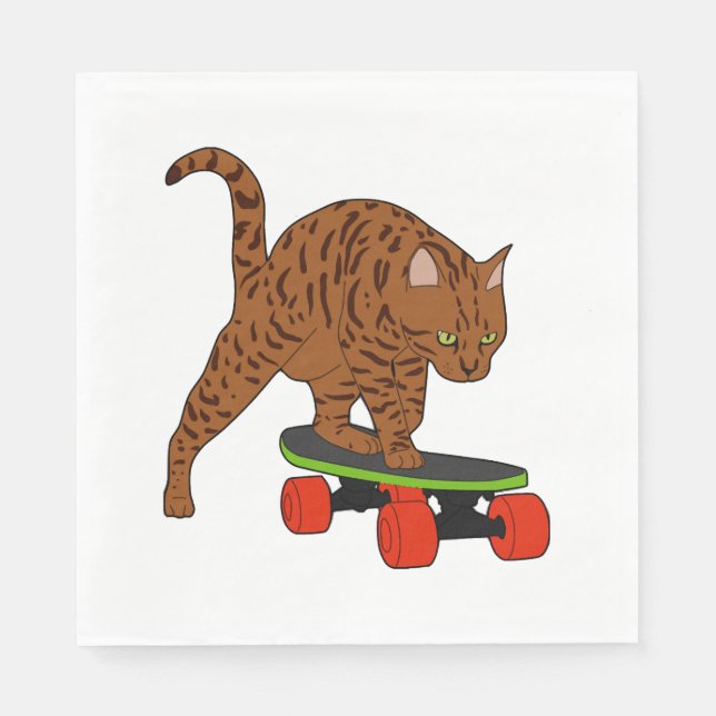 Just A Cat On A Skateboard Napkins (Front)