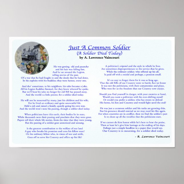 Just A Common Soldier 16" x 11" Poster (Front)
