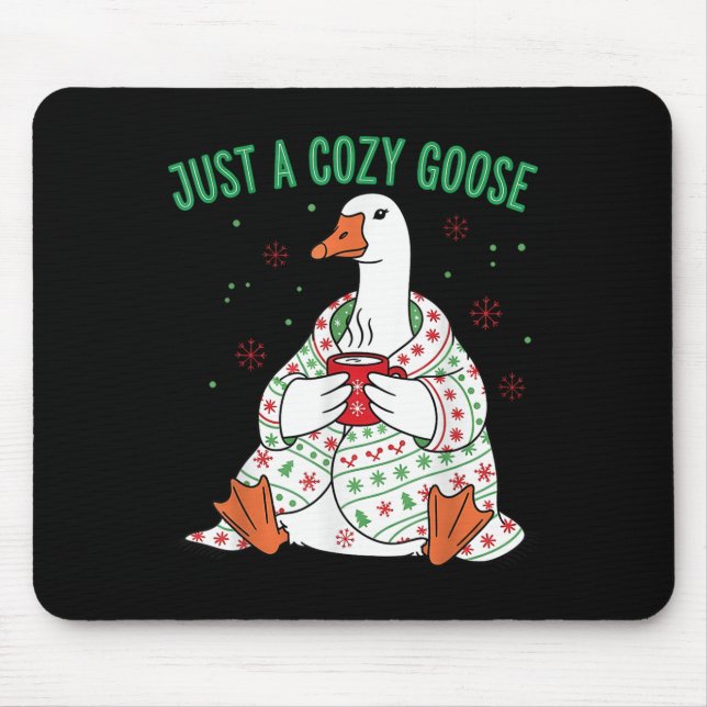 Just A Cozy Goose Funny Christmas Men Women Kids S Mouse Pad (Front)