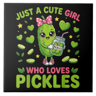 Just A Cute Girl Who Loves Pickles Ceramic Tile