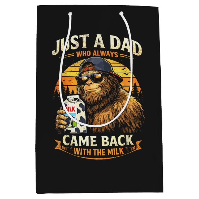 Just A Dad Who Always Came Back with The Milk Medium Gift Bag (Front)