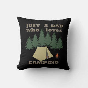 just a dad who loves camping and hiking throw pillow