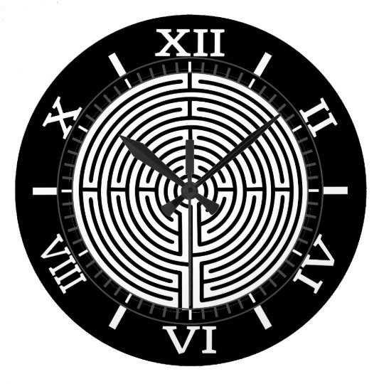 Just a Dial Maze on Black Dial Large Clock
