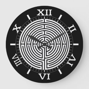 Just a Dial Maze on Black Dial Large Clock