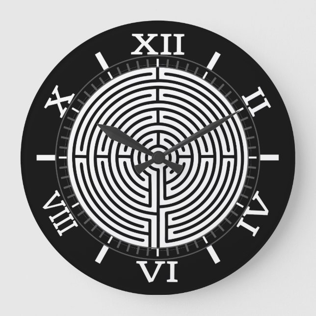 Just a Dial Maze on Black Dial Large Clock (Front)