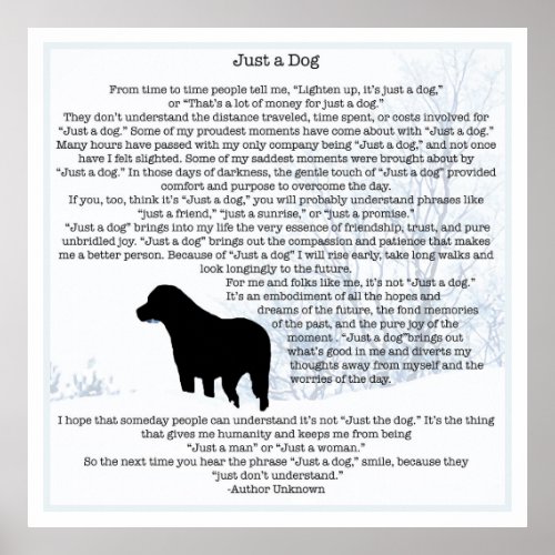 Just A Dog Quote _ Black Labrador _ Dog Lover Poem Poster