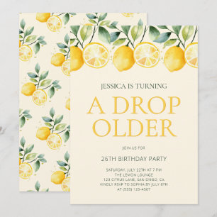 Just A Drop Older Lemon Citrus 26th Birthday Party Invitation