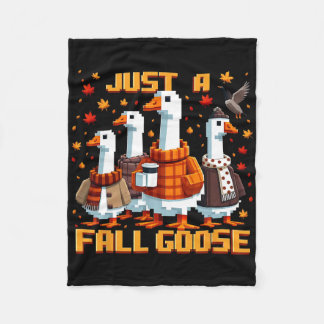 Just A Fall Goose Funny Pixel Autumn Retro Style 1 Fleece Blanket