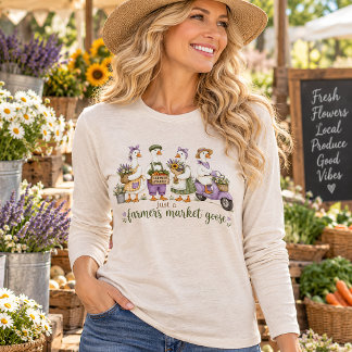 Just a Farmers Market Goose Cute Cottagecore Art Tri-Blend Shirt