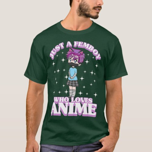 Just A Femboy Who Loves Anime Chibi Anime Boy T_Shirt