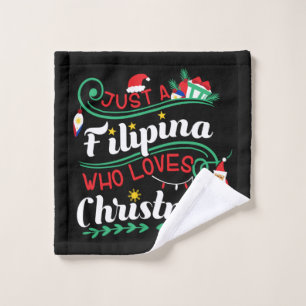 Just a Filipina Who Loves Christmas Wash Cloth