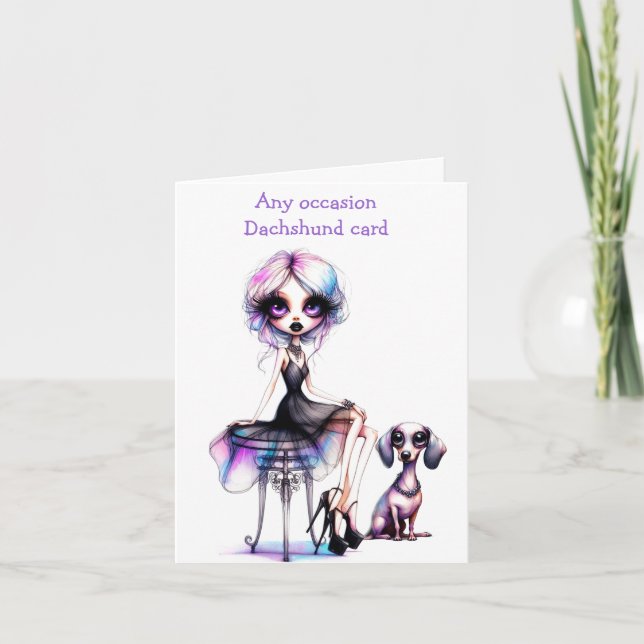 Just a Girl and Her Dachshund Dog Card (Front)