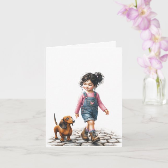 Just a girl and her Dachshund (downloadable)  Card (Orchid)