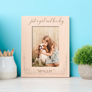 Just a Girl and Her Dog Floral Photo Engraved Frames