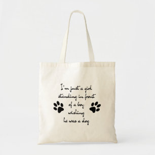Just a Girl Dog Lover Dog Mom Cute Funny Quote Tote Bag