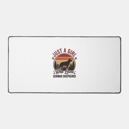 Just A Girl German Shepherd Vintage Dog Lover Desi Desk Mat
