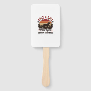 Just A Girl German Shepherd Vintage Dog Lover Desi Hand Fan