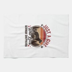 Just A Girl German Shepherd Vintage Dog Lover Desi Kitchen Towel