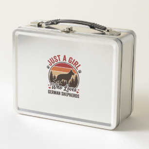 Just A Girl German Shepherd Vintage Dog Lover Desi Metal Lunch Box