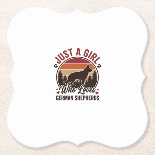 Just A Girl German Shepherd Vintage Dog Lover Desi Paper Coaster