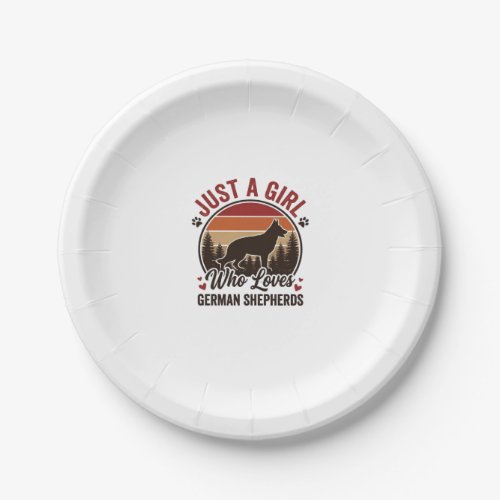 Just A Girl German Shepherd Vintage Dog Lover Desi Paper Plates