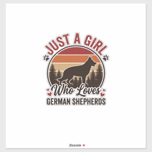 Just A Girl German Shepherd Vintage Dog Lover Desi Sticker