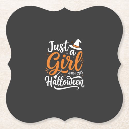 Just A Girl Halloween Vector Art Paper Coaster