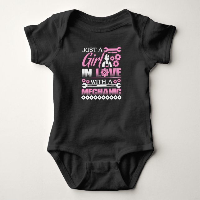 Just a Girl in love with a Mechanic Baby Bodysuit (Front)