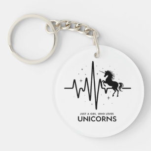 Just A Girl Love for Unicorns Heartbeat Keychain