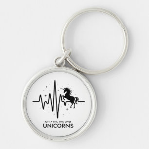 Just A Girl Love for Unicorns Heartbeat Keychain