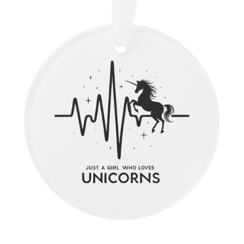 Just A Girl Love for Unicorns Heartbeat Ornament